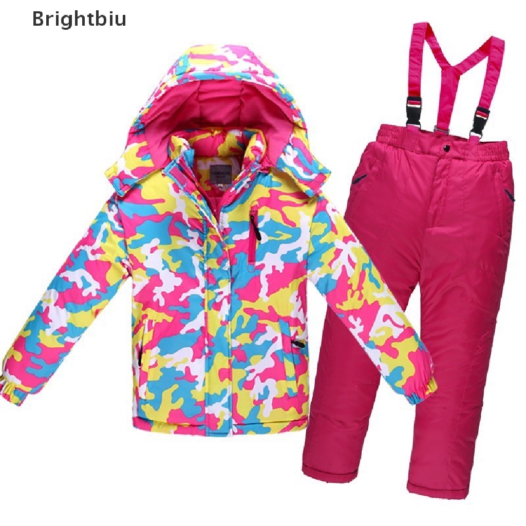 brightbiu-ชุดสกีเด็กผู้ชายและเด็กผู้หญิงกันลมกันน้ําหนาอบอุ่นกลางแจ้ง-th