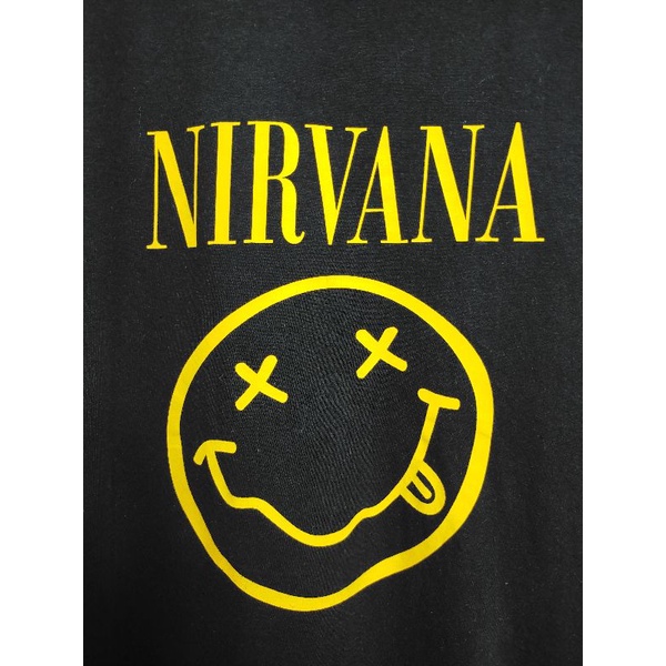 เสื้อยืด-มือสอง-เสื้อวง-nirvana-สกรีนหน้า-หลัง-อก-52-ยาว-28