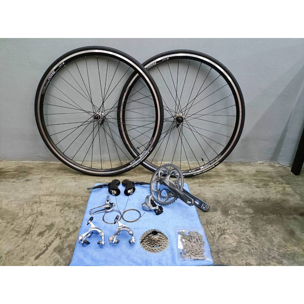 ชุดชับ-shimano-5800-105-11speed-พร้อมล้อ-dt-swiss-r406-ดุมล้อ-shimano-105-ชุดขับวินเทจสีเงิน-ชุดถอดจากcomplete