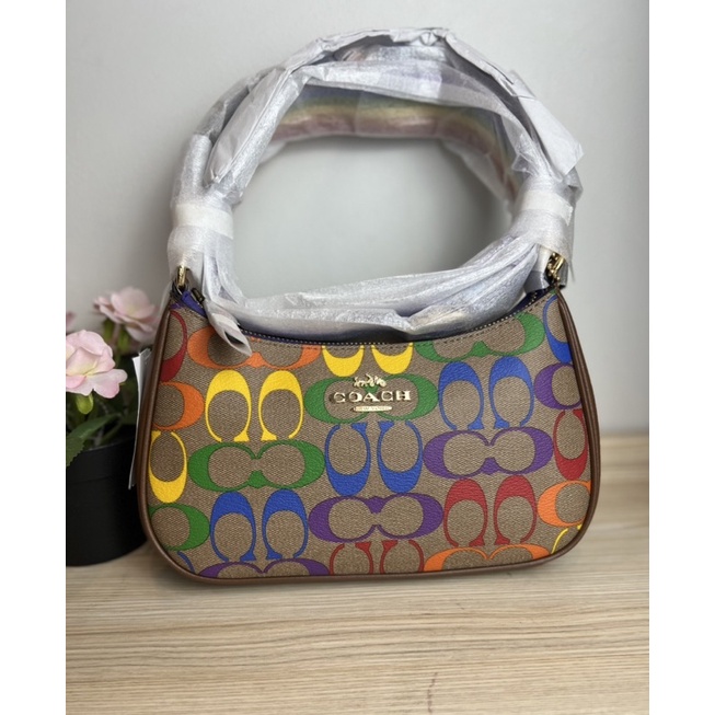 Coach Coach Teri Shoulder Bag In Rainbow Signature Canvas