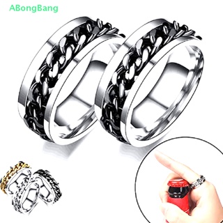 Abongbang แหวนที่เปิดขวดแหวนหมุนโซ่เหล็กไทเทเนียมของขวัญที่ยอดเยี่ยม Unisex