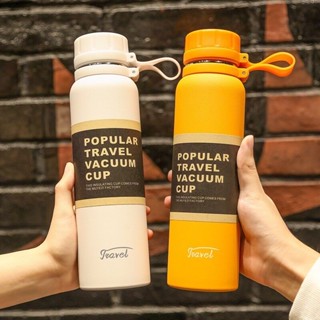 กระบอกนํ้าเก็บอุณหภูมิ ขนาด850ml ฝาเกลียว พร้อมหูหิ้ว ใส่ร้อนเย็นได้6-12ชั่วโมง กระบอกนํ้าพกพา กระบอกนํ้าแคมปิ้ง