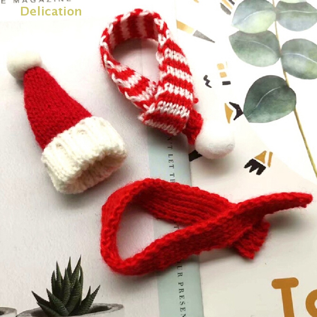 delication-ผ้าพันคอ-หมวกคริสต์มาสจิ๋ว-1-6-1-12-อุปกรณ์เสริม-สําหรับตกแต่งบ้านตุ๊กตา-ของขวัญคริสต์มาส