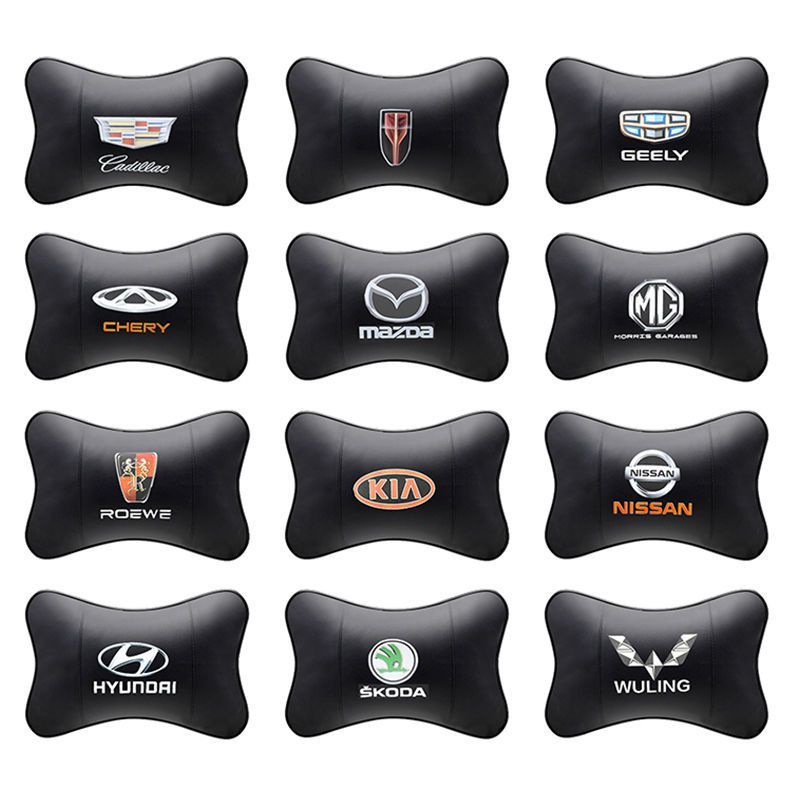 พร้อมส่ง-หมอนรองคอหนัง-ลายโลโก้รถยนต์-สําหรับ-honda-toyota-bmw-2-ชิ้น