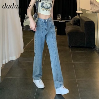 DaDulove💕 New Korean Version of Ins Retro Light-colored Jeans High Waist Straight Pants Fashion Womens Clothing
