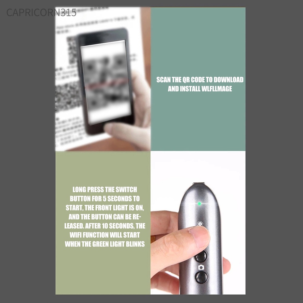 capricorn315-เครื่องตรวจจับเส้นผม-100x-กล้อง-0-3mp-wifi-เชื่อมต่อรูขุมขน-หนังศีรษะ-วิเคราะห์สุขภาพ-สีดําด้าน