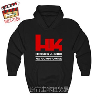เสื้อกันหนาว มีฮู้ด ลายโลโก้ Heckler & Koch HK No Compromise สีดํา ไซซ์ S-3XL OJCJ