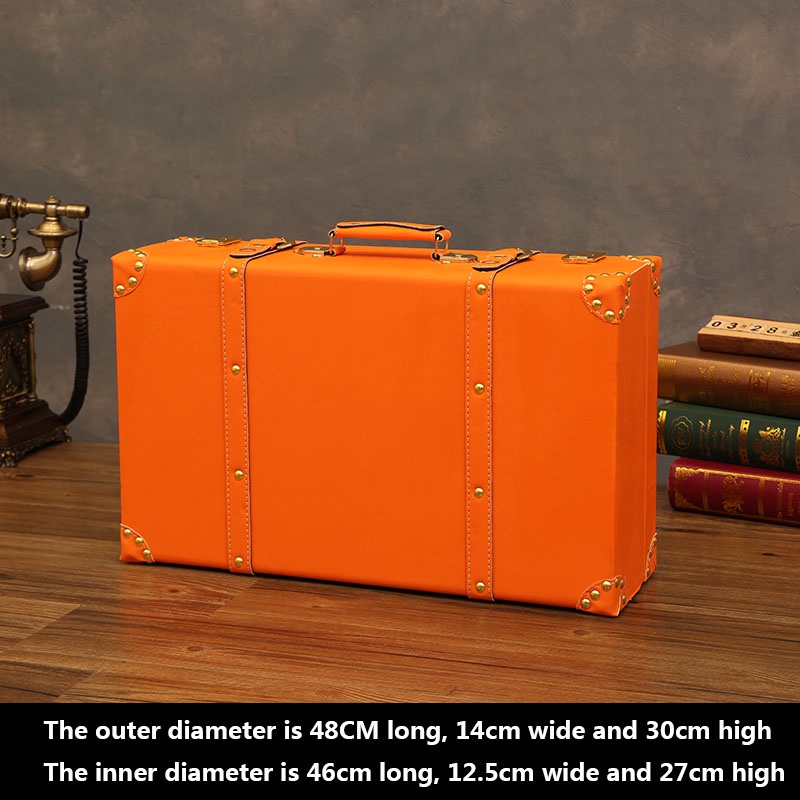 European Style Luxury Vintage Trunk Suitcase Red Travel Leather Luggage