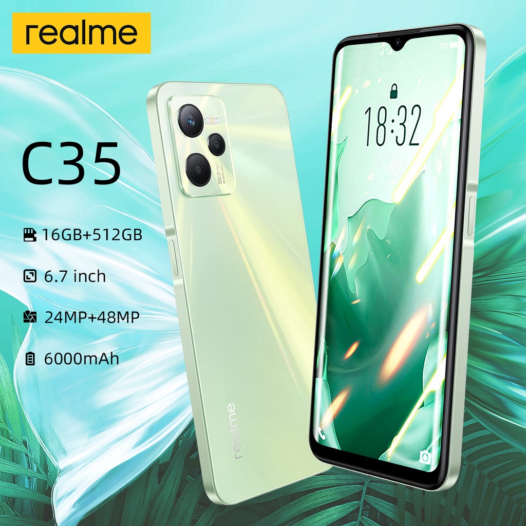 ราคาและรีวิวrealme c35 โทรศัพท์มือถือ รองรับ 5G ของแท้100% โทรศัพท์ 6GB+128GB SmartPhone รองรับ2ซิม ประกันศูนย์ 1ปี