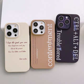 เคสโทรศัพท์มือถือ PC แข็ง สัมผัสคล้ายหนัง ภาษาอังกฤษ สําหรับ iPhone 11 14 13 12 11