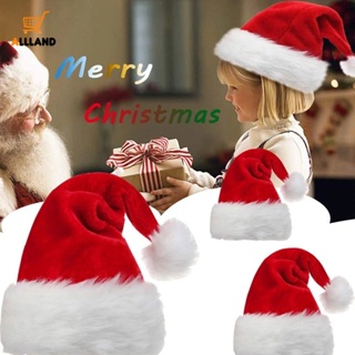 หมวกซานต้า ผ้ากํามะหยี่ขนนิ่ม สีดํา แดง อบอุ่น คริสต์มาส สําหรับผู้ใหญ่ เด็ก ใช้ในบ้าน ปาร์ตี้