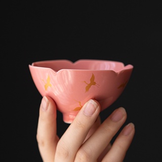 [A037] ชุดถ้วยชาเซรามิค เคลือบสีชมพู สไตล์กังฟู สําหรับผู้หญิง