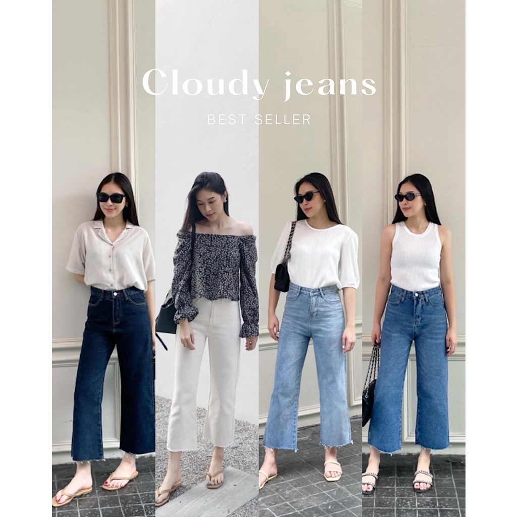 ภาพหน้าปกสินค้าPS.KLOSET  CLOUDY JEANS กางเกงยีนส์ทรงกระบอก