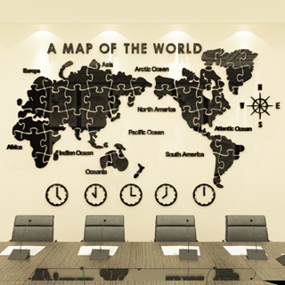 [DDM สติกเกอร์กระจกอะคริลิค รูปแผนที่โลก สามมิติ สําหรับตกแต่งผนังบ้าน ออฟฟิศ DIY