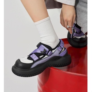 🌈 ออกแบบรองเท้าเดียวผู้หญิงระบายอากาศนักเรียนทุกการแข่งขันหนาด้านล่างหัวใหญ่รองเท้าลำลอง
