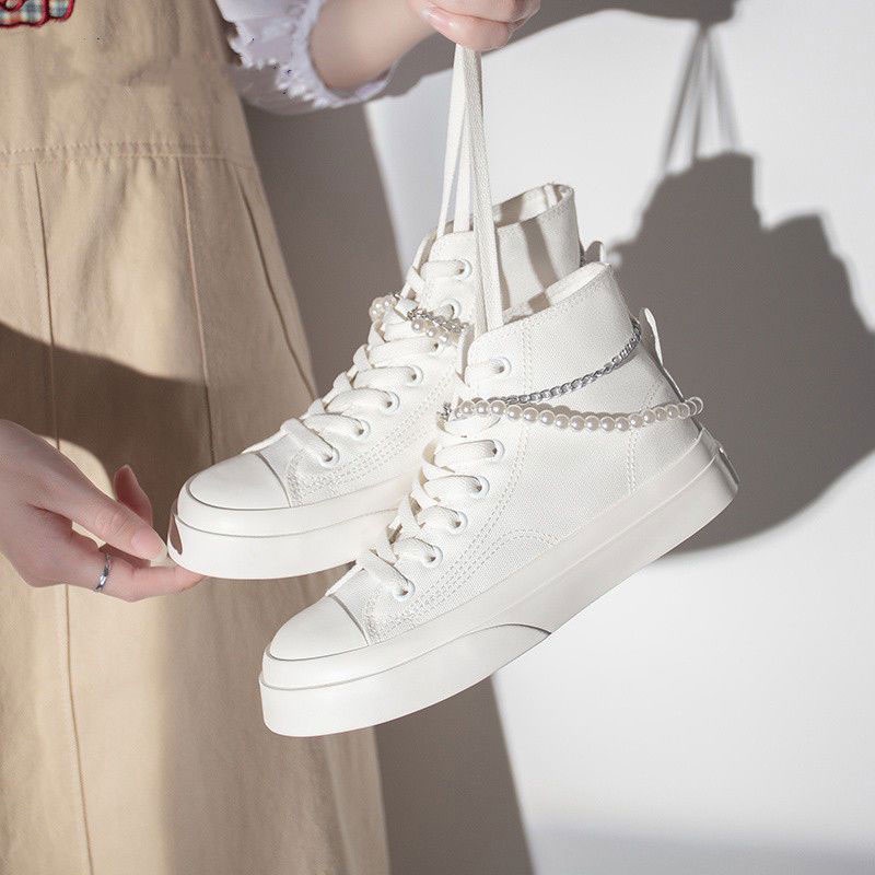 renben-อเนกประสงค์สูง-ด้านบนรองเท้าผ้าใบเพิร์ลโซ่-girly-วินเทจหวานน้อยรองเท้าสีขาว
