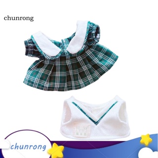 Chunrong ชุดเดรส เสื้อกั๊ก ลายสก๊อต ไอดอลน่ารัก สําหรับตุ๊กตา 20 ซม. 1 ชุด