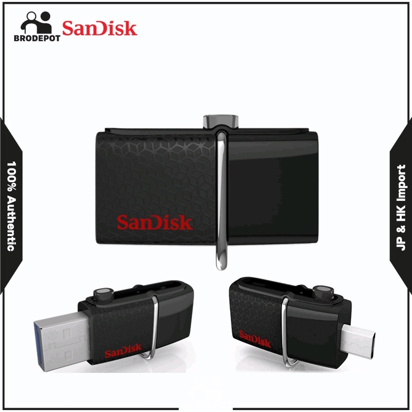 sandisk-16gb-32gb-64gb-128gb-256gb-ultra-dual-usb-drive-3-0-otg-usb-3-0-and-microusb-flash-driver-sddd2-256g-gam46-black