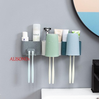 ALISOND1 Traceless Toothbrush Holder Creative Toothbrush Stand Rack Toothpaste Storage Rack Tooth Brush Dispenser Wall-Mounted 1pc Bathroom Accessories Punch-Free Hot Tooth Cup Rack/Multicolor