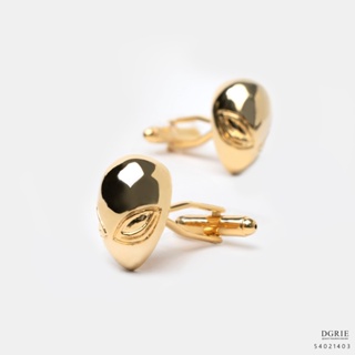 Alien Head Gold Cufflink-กระดุมข้อมือทองหัวคนต่างดาว