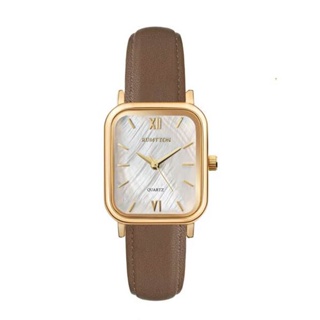 Rumtton นาฬิกาข้อมือ สายหนัง ประดับไข่มุก สีน้ําตาล สีขาว สีทอง สําหรับคุณแม่