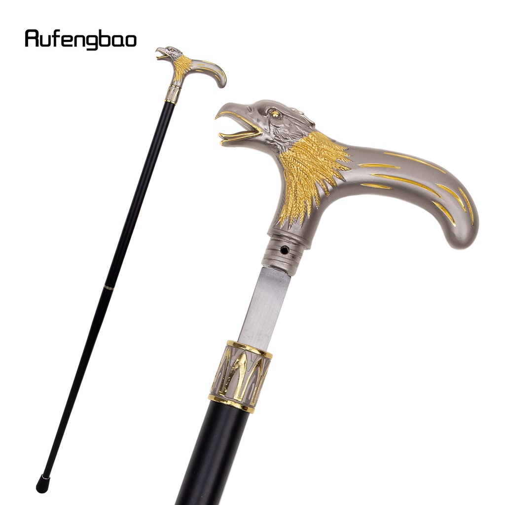 golden-dinosaur-eagle-hawk-walking-stick-with-hidden-plate-self-defense-fashion-cane-plate-cosplay-crosier-stick-93cm