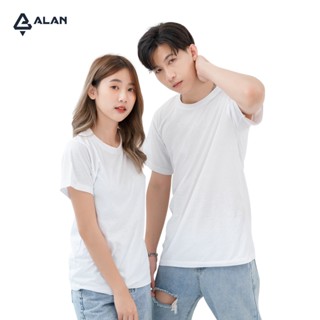 ALAN เสื้อยืดสีขาว เสื้อยืดคอกลม ผ้านุ่ม ใส่สบาย ไม่ย้วย Unisex (ชาย-หญิง) เสื้อยืดสีพื้น เกรดพรีเมี่ยม