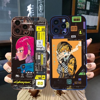 เคสโทรศัพท์มือถือ ขอบสี่เหลี่ยม ป้องกันเลนส์ ลาย Demon Slayer Kamado Tanjirou Nezuko สําหรับ iPhone 14 Plus 13 Pro Max 12 iPhone 11 XR 8 7 SE 2022