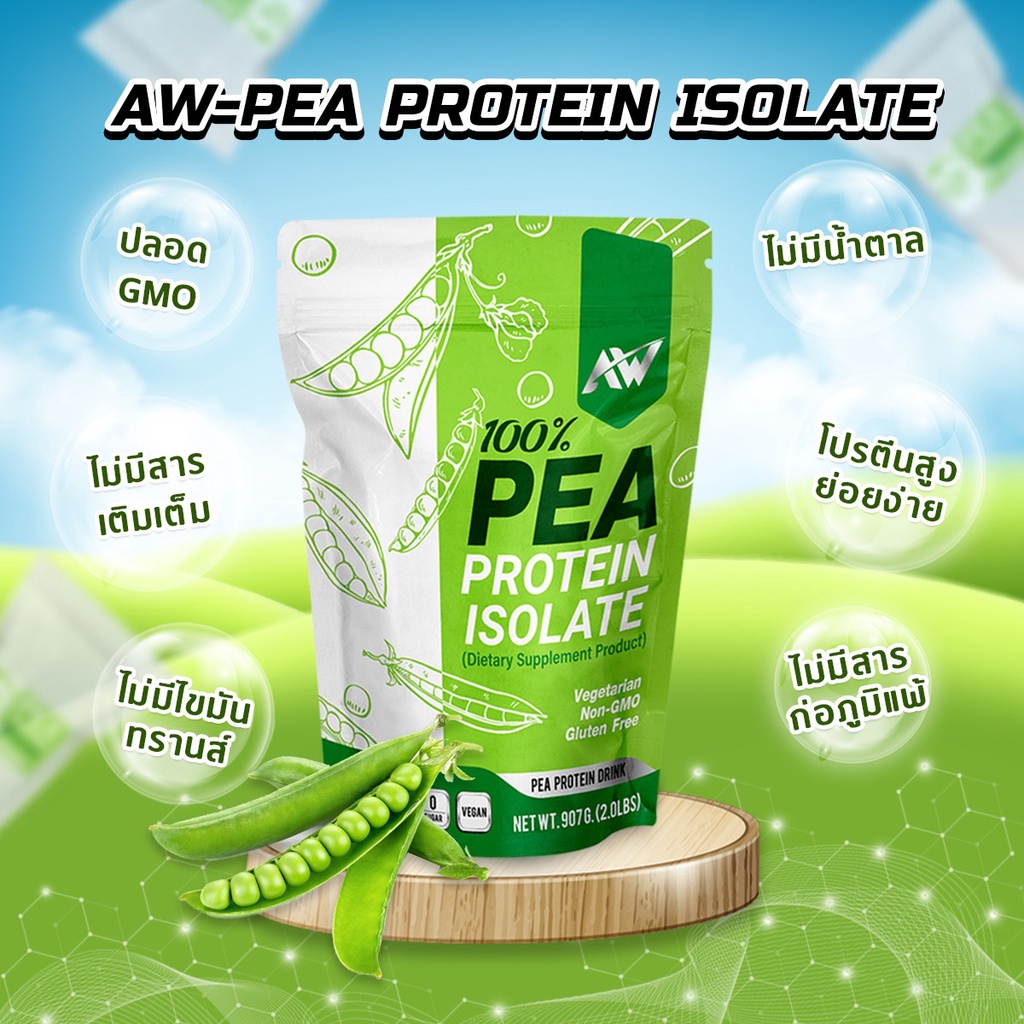 ภาพหน้าปกสินค้าAW-Pea Protein Isolate โปรตีนถั่วลันเตา 2lbs (907กรัม) อื่มท้อง โปรตีนสูง คีโต วีแกน ฟิต ลีน จากร้าน koisup บน Shopee