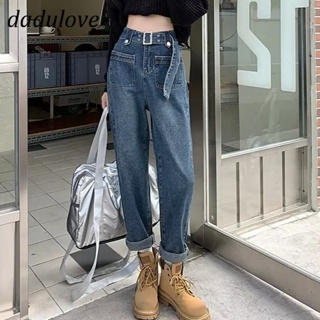 DaDulove💕 New Korean Version Ins Large Size Jeans Elastic High Waist Straight Pants Fashion Ladies Wide Leg Pants