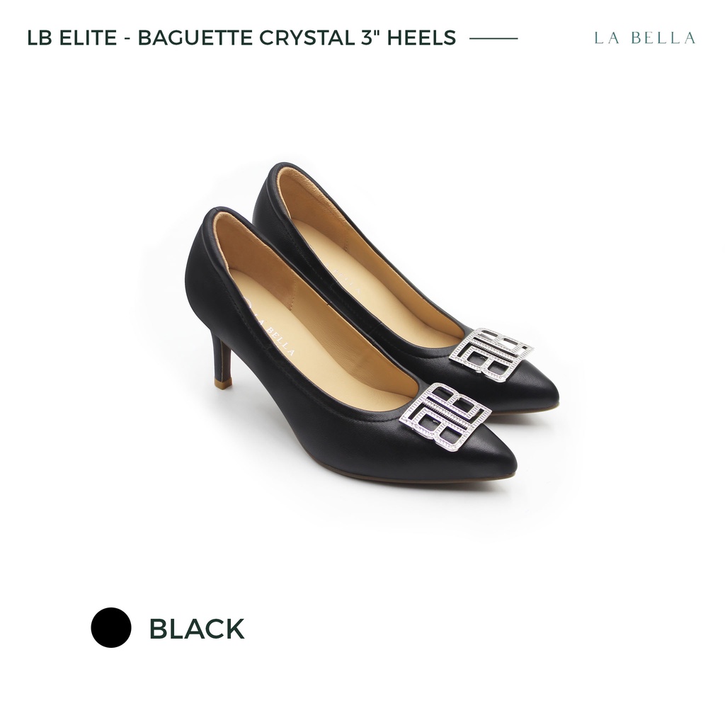 ภาพหน้าปกสินค้าLA BELLA รุ่น LB ELITE BAGUETTE CRYSTAL 3 HEELS - BLACK