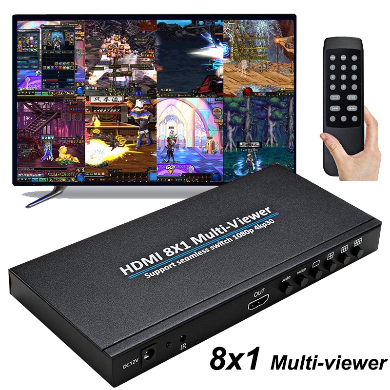 AHD 4K HDMI Multiviewer 8x1 1080p Quad Screen Multi Viewer 4 6 8