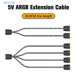 Best3c สายเคเบิลต่อขยายเมนบอร์ด ARGB 5V 3Pin 1 เป็น 2 1 เป็น 4 33.5 ซม. พร้อมฝาครอบป้องกัน สําหรับเดสก์ท็อป