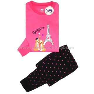 L-GZ-613 ชุดนอนเด็กแนว Baby G สีชมพู ลายหอไอเฟล gs-Size-8