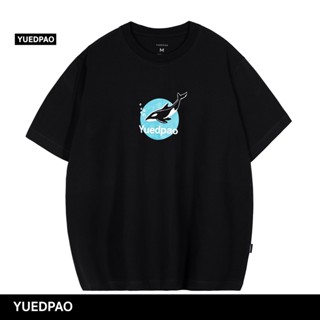 Yuedpao ยอดขาย No.1 รับประกันไม่ย้วย 2 ปี ผ้านุ่ม เสื้อยืดเปล่า เสื้อยืด Oversize Black killer whale print