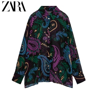 Traf ZARA เสื้อเชิ้ต พิมพ์ลาย สไตล์ใหม่ ฤดูใบไม้ร่วง สําหรับผู้หญิง9029307