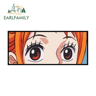 Earlfamily สติกเกอร์ ลายการ์ตูนอนิเมะ One Piece Nami Eyes กันรอยขีดข่วน ขนาด 13 ซม. x 5.6 ซม. สําหรับติดตกแต่งรถยนต์