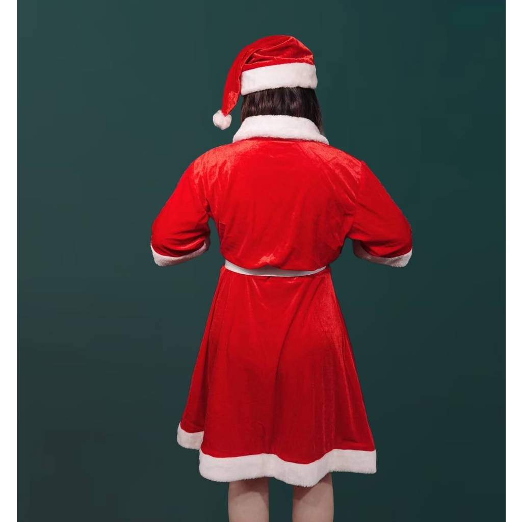 ภาพสินค้าชุดซานต้า ชุดซานตาครอส สำหรับผู้ใหญ่ ผ้ากำมะหยี่อย่างดี ครบเซ็ท FREE SIZE X-mas จากร้าน jtong0004 บน Shopee ภาพที่ 5