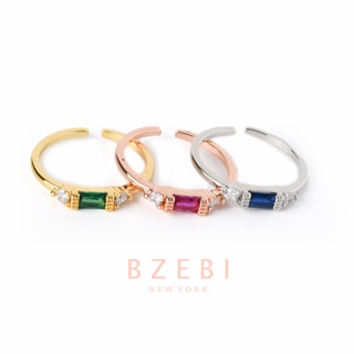BZEBI แหวน ทอง แฟชั่น ring เพชร ผู้หญิง เงินแท้ เพชรแท้ สไตล์เกาหลี สวมนิ้ว ประดับเพทาย สีโรสโกลด์ สไตล์มินิมอล สามสีตัวเลือก 18k สำหรับผู้หญิง 527r