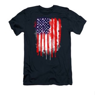 American Spatter Flag T-Shirt เสื้อยืดเข้ารูป เสื้อคู่รัก