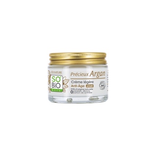 SoBio Precious Argan Light Anti-Aging Day Cream 50 ml.ครีมอาร์แกนออแกนิค นำเข้าจากฝรั่งเศส สูตรไลท์ เนื้อครีมบางเบา