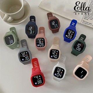 Ellastore123 นาฬิกาข้อมือดิจิทัล อิเล็กทรอนิกส์ ทรงสี่เหลี่ยม กันกระแทก ปรับขนาดได้ สําหรับนักเรียน เล่นกีฬา