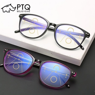 Ptq แว่นตาอ่านหนังสือ กรอบแว่นขนาดใหญ่ ป้องกันแสงสีฟ้า ค่าสายตาไกล +1.0 ถึง +4.0 สไตล์เรโทร สําหรับผู้หญิง ผู้ชาย