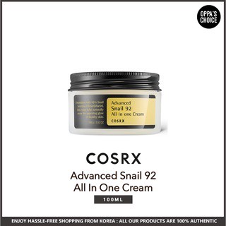 [แท้/พร้อมส่ง] COSRX SNAIL 92 ALL IN ONE CREAM(ครีม) 100ML