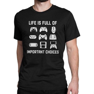 Life Is Full Of Important Choices Video Funny T Shirt Games Gamer Player Tops Tees For Men เสื้อยืด discount เสื้อยืดผู้
