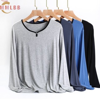 พร้อมส่ง เสื้อยืดลําลอง แขนยาว คอวี ผ้าฝ้าย ทรงหลวม พลัสไซซ์ สีพื้น แฟชั่นฤดูใบไม้ร่วง สําหรับผู้ชาย