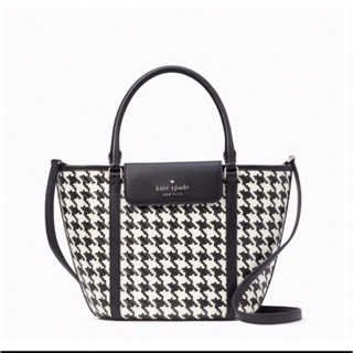 พร้อมส่ง กระเป๋าสะพายข้าง Kate Spade Cruise Medium Tote Woven Houndstooth in Black Multi K8125