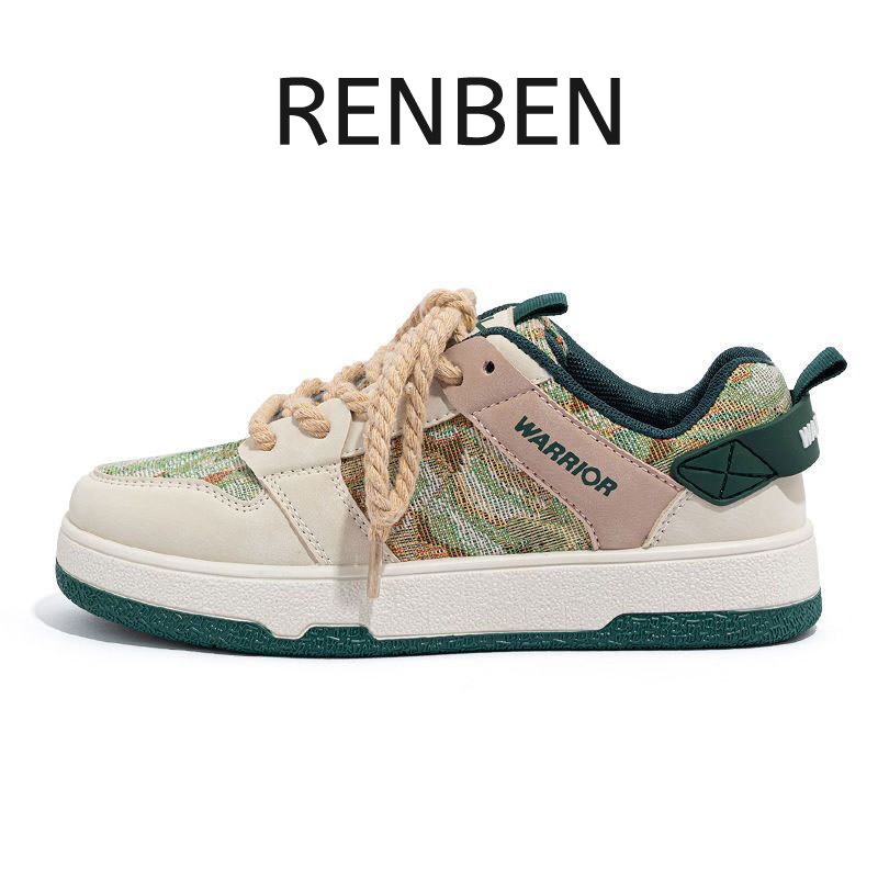 renben-ผู้หญิงรองเท้าผ้าใบพื้นหนาผู้หญิงใหม่วินเทจคนรักรองเท้าลําลองเด็ก