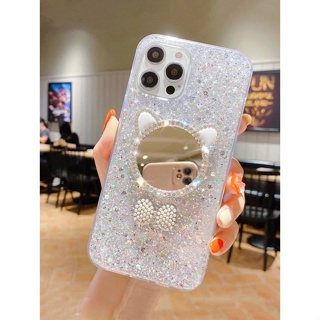 เคสโทรศัพท์ไอโฟน iphone กระจก กลิตเตอร์ การออกแบบ การ์ตูน แมว