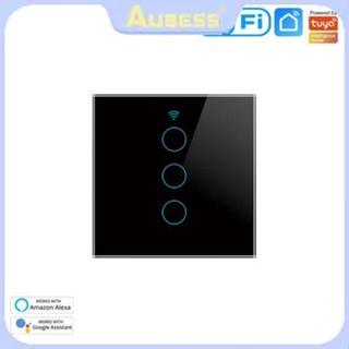 ISee Tuya WiFi Touch Smart Switch Light มี/ไม่มี Neutral Wire Glass Wall 110V-220V เปิดปิด1/2/3/4 Gang สำหรับ Alexa Google * AUBESS *